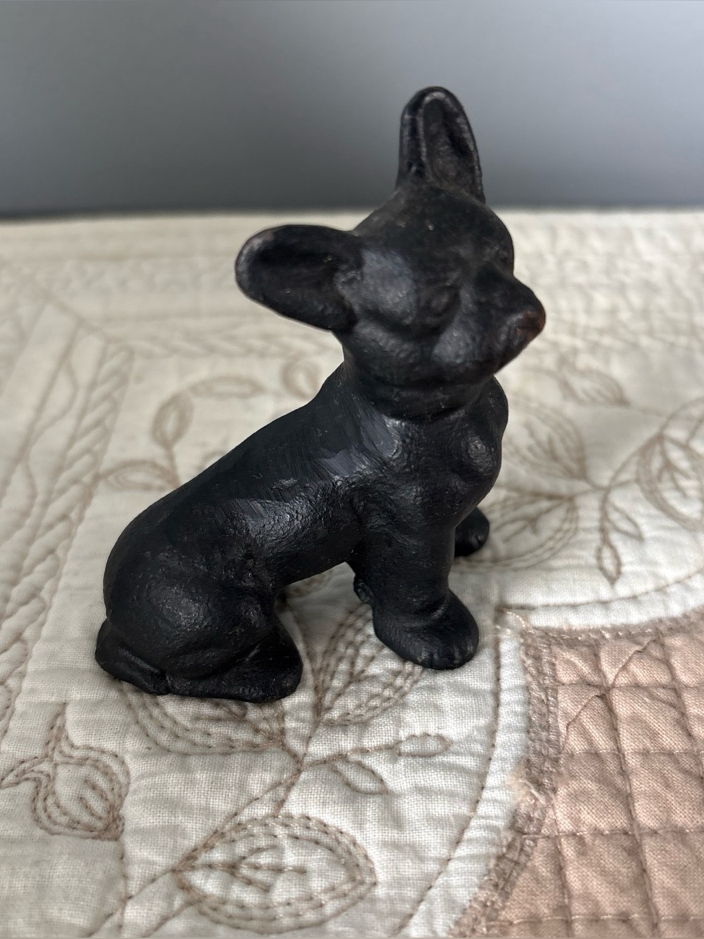 Small Black Cast Iron French Bulldog Figurine